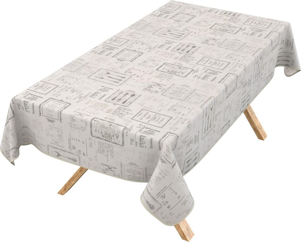 Tischdecke 3.0 Zeitlos Vintage Grau 140x140cm Band Wachstuch abwaschbar