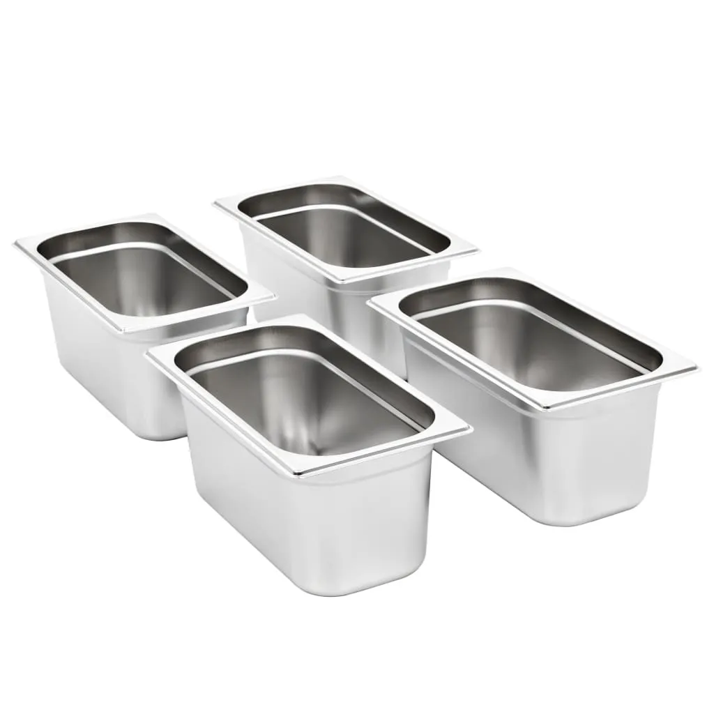 vidaXL Contenitori gastronorm 4 pz. GN 1/3 150 mm acciaio inox