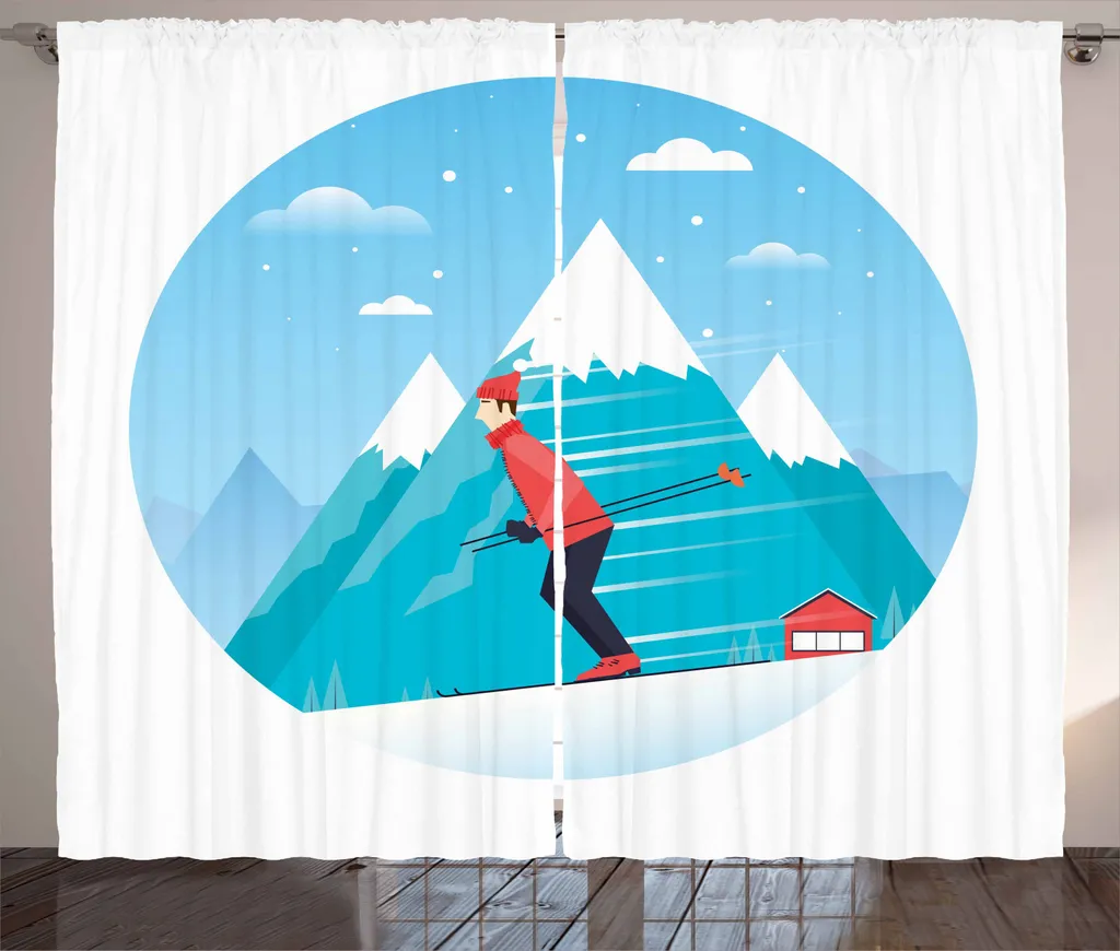 ABAKUHAUS Tenda rustica invernale, Sciare su una collina innevata, Soggiorno Tenda universale con passanti e ganci, 280 x 245 cm, Blu scuro Corallo