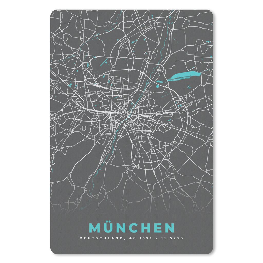 MuchoWow Mauspad Mousepad Stadtplan - München - Deutschland - Karte 40x60 cm - Mousepads - Maus Mat - Pad - Mausunterlage - Schreibtisch Accesoire