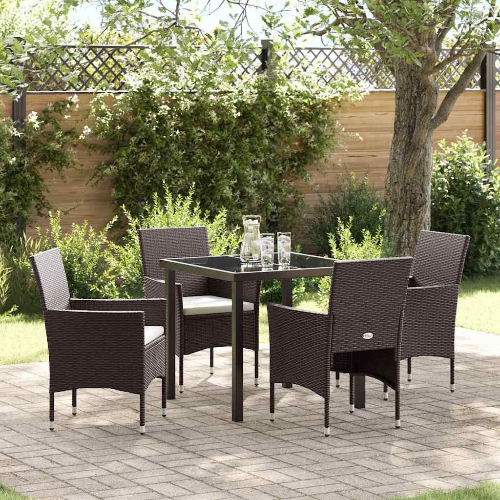 Maison Exclusive - Garten Essgruppe mit Kissen 5 pcs Braun Poly-Rattan