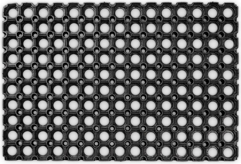 Fußmatte Türvorleger Schmurzfangmatte aus GUMMI 40x60cm Gelocht Schwarz Robust Wasserabweisend