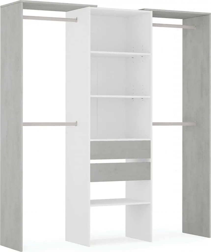 Garde-robe Blanche 179 cm Amico, Grande Capacité avec Portemanteau