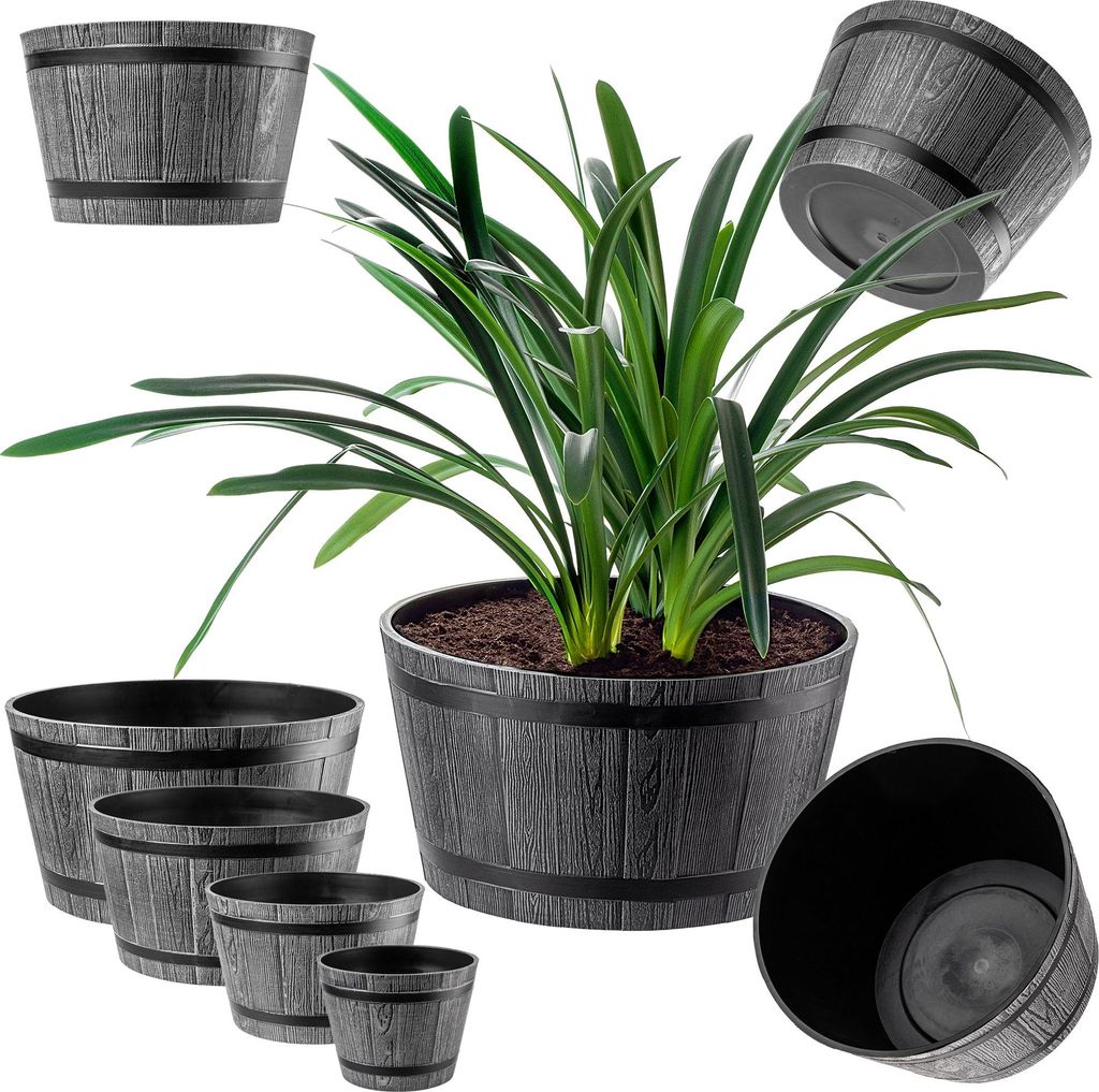 KADAX Madeira Blumentopf-Set 23 cm + 30 cm + 40 cm + 50 cm dunkelgrau