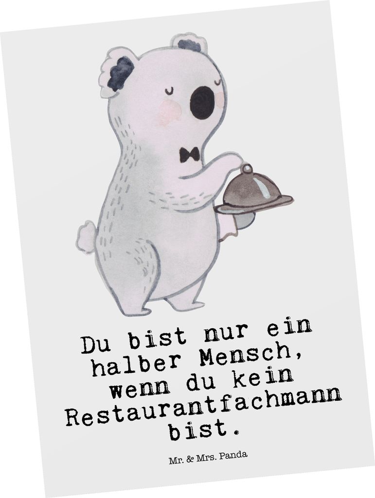 Mr. & Mrs. Panda Postkarte Restaurantfachmann Herz - Weiß - Geschenk, Lustig, Fotokarte, Spruch, Ausbildung, Restaurant, Ansichtskarte, Ansichtska...