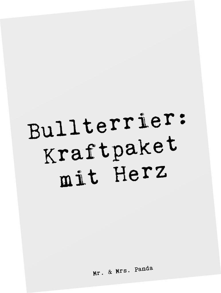 Mr. & Mrs. Panda bildkarte Spruch Bullterrier Kraftpaket - Weiß - Geschenk, Ansichtskarten, Postkarten, loyale Hunde, Hunderassen, Liebe, Postkart...