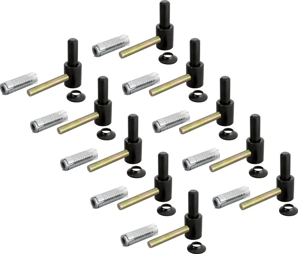 Alberts 864453 Kloben zum Einschrauben, mit metrischem Gewinde, schwarzer Tauchlack, Dornmaß Ø16 mm, 65 x 33 mm, 10er Set