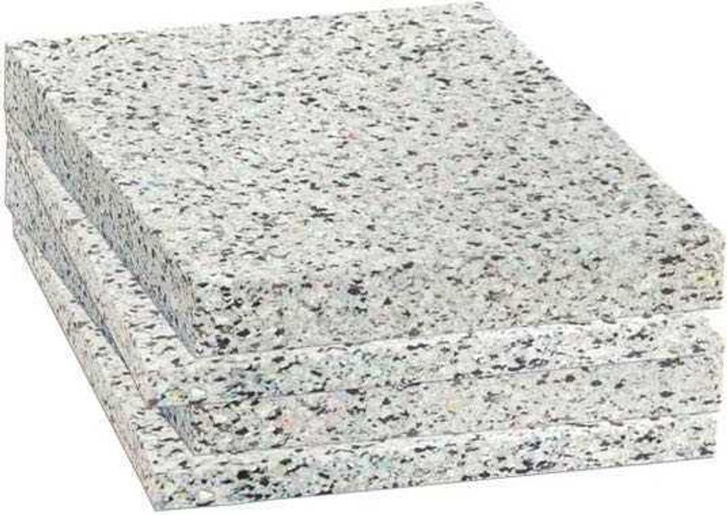 A stack of four square foam pads with a speckled white and black pattern.