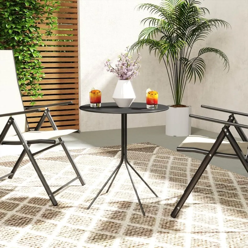Table de terrasse résistante aux intempéries avec patins Ø60 noir