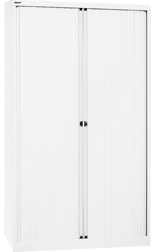 BISLEY Rollladenschrank EuroTambour, 4 Fachböden, 5 OH, Metall, Pww696 Rollladen/Korpus Verkehrsweiß, 43 x 120 x 198 cm