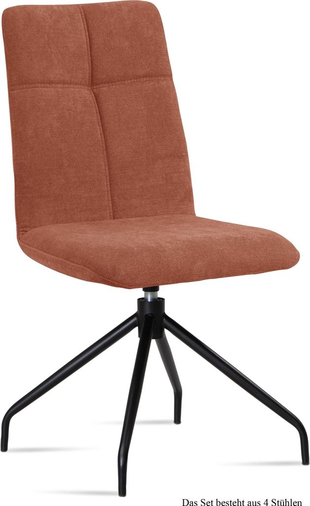 Esszimmerstuhl drehbar (4er-Set) Dniren 47x92x60 Schwarz/Cognac