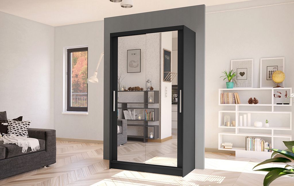 Moderner Kleiderschrank BRUNO 7 – Breite 100 cm, schwarz