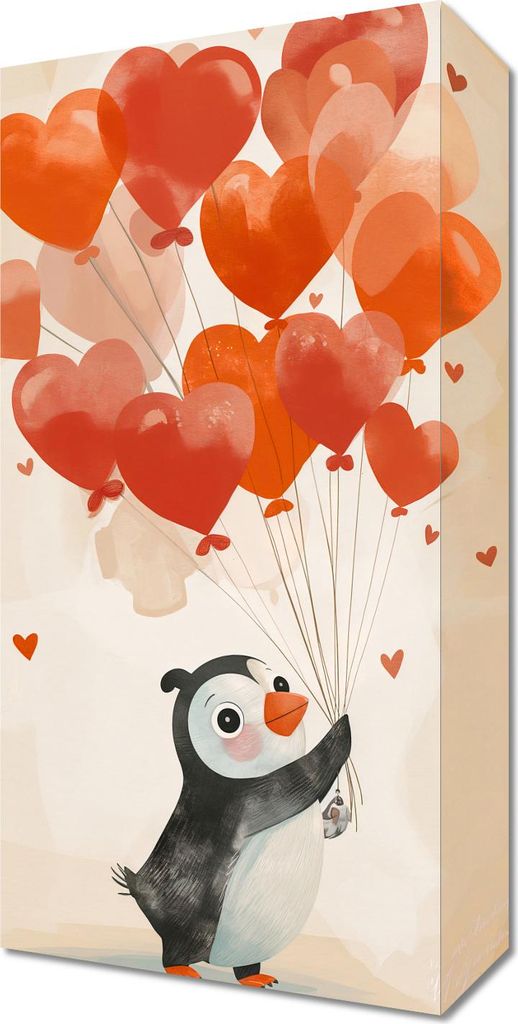 Bild 20x40cm Pinguin mit Ballons