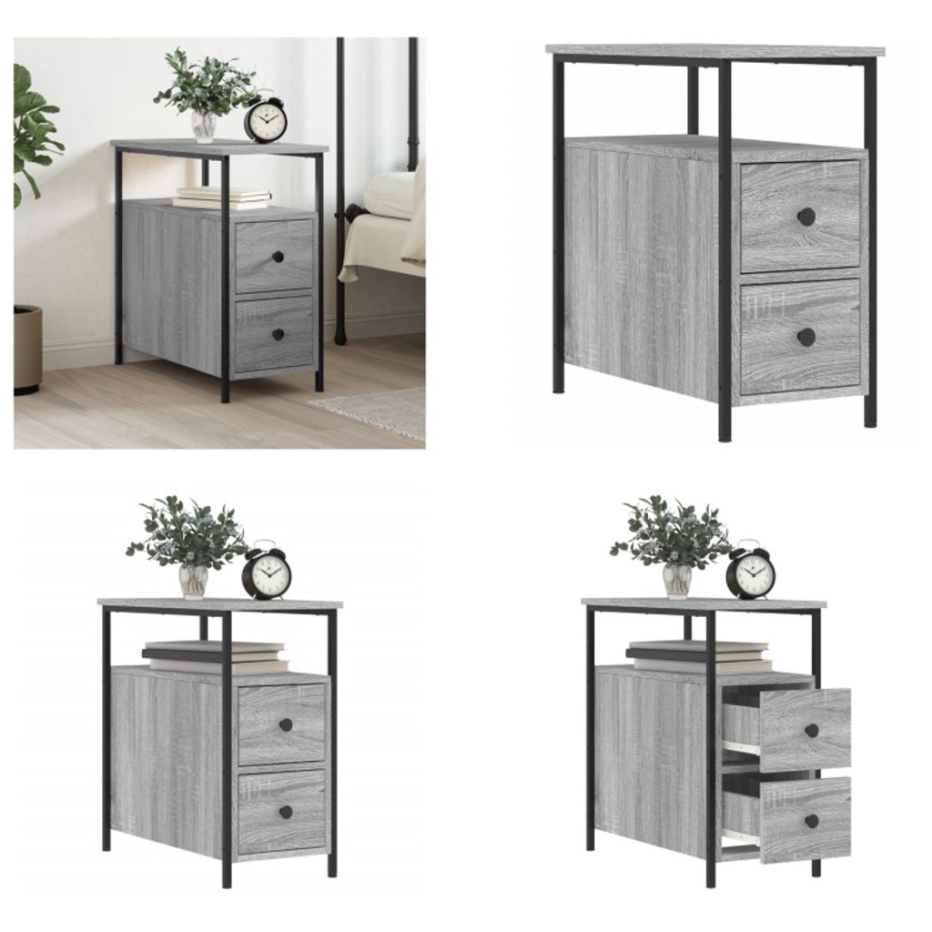 vidaXL Nachttisch Grau Sonoma Eiche 30x60x60 cm Holzwerkstoff - Nachttisch - Nachttische - Nachtschrank - Schrank