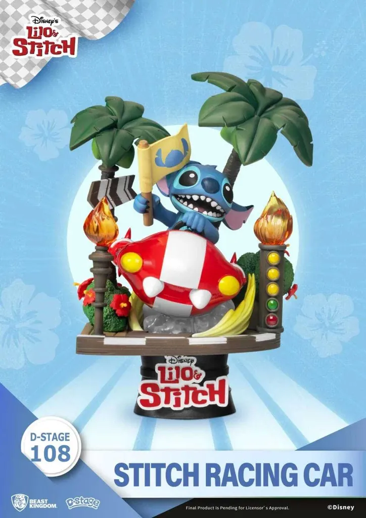 Stitch Racing Car Diorama PVC : Figurine Disney Détails Haute Définition
