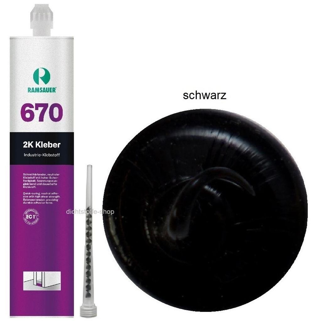 Ramsauer 670 2K Silikon Klebstoff 340g Kartusche schwarz Produktbild 