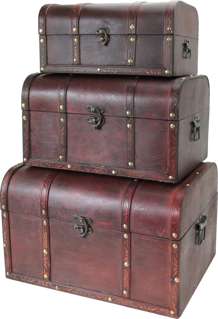 HMF Schatztruhe aus Holz mit Vintage Metallverschluss, 3er Produktbild 