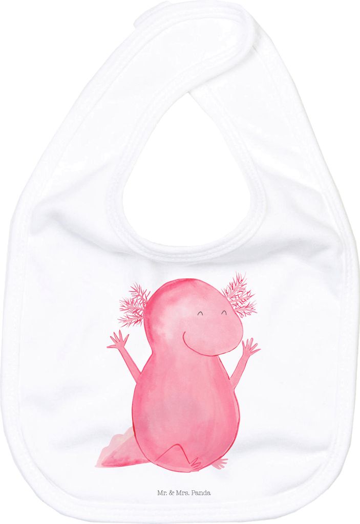 Mr. & Mrs. Panda Lätzchen Axolotl Hurra - Weiß - Geschenk, Spaß, Baumwolle, Schlabberlatz, Babylätzchen, Für Babys, Lurch, Kinderlätzchen