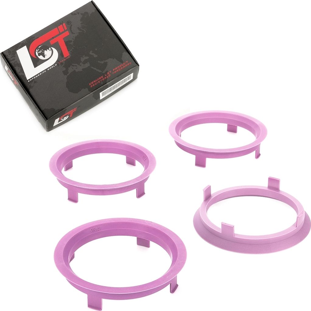 4x Zentrierringe Helllila Alufelgen Ø 71,6 mm - Ø 63,4 mm für KIA HYUNDAI DAEWOO