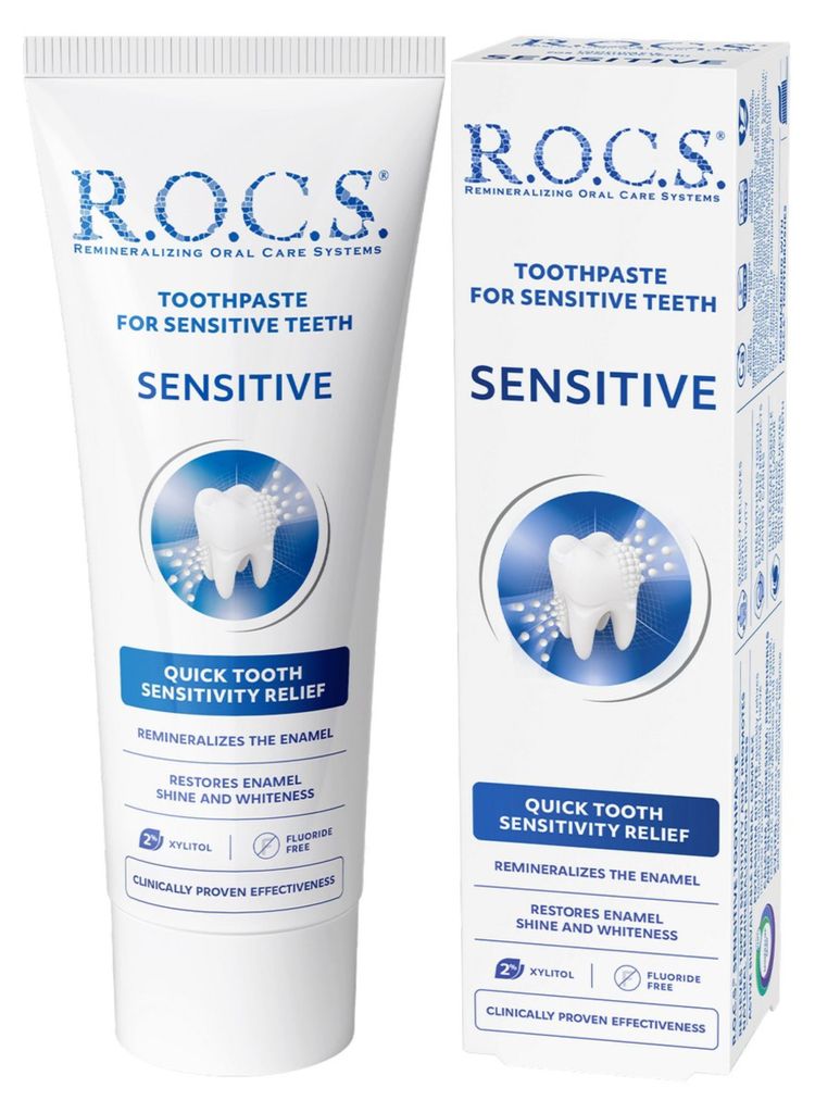 R.O.C.S. Sensitive Zahnpasta 75ml | Fluoridfrei | Für Produktbild 
