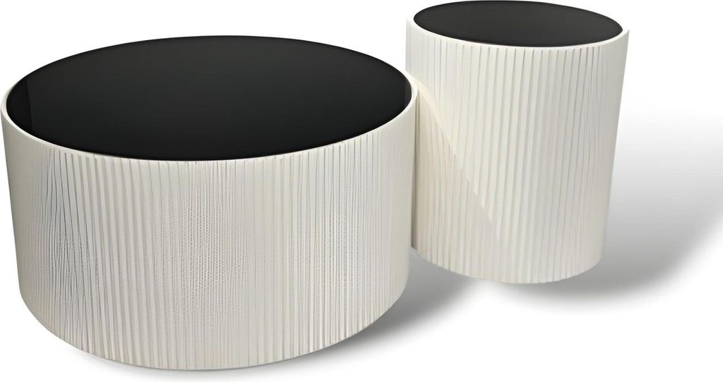 Exklusiver Couchtisch Schwarz-Weiß Holz Moderne Luxus Möbel Sofatisch 2tlg