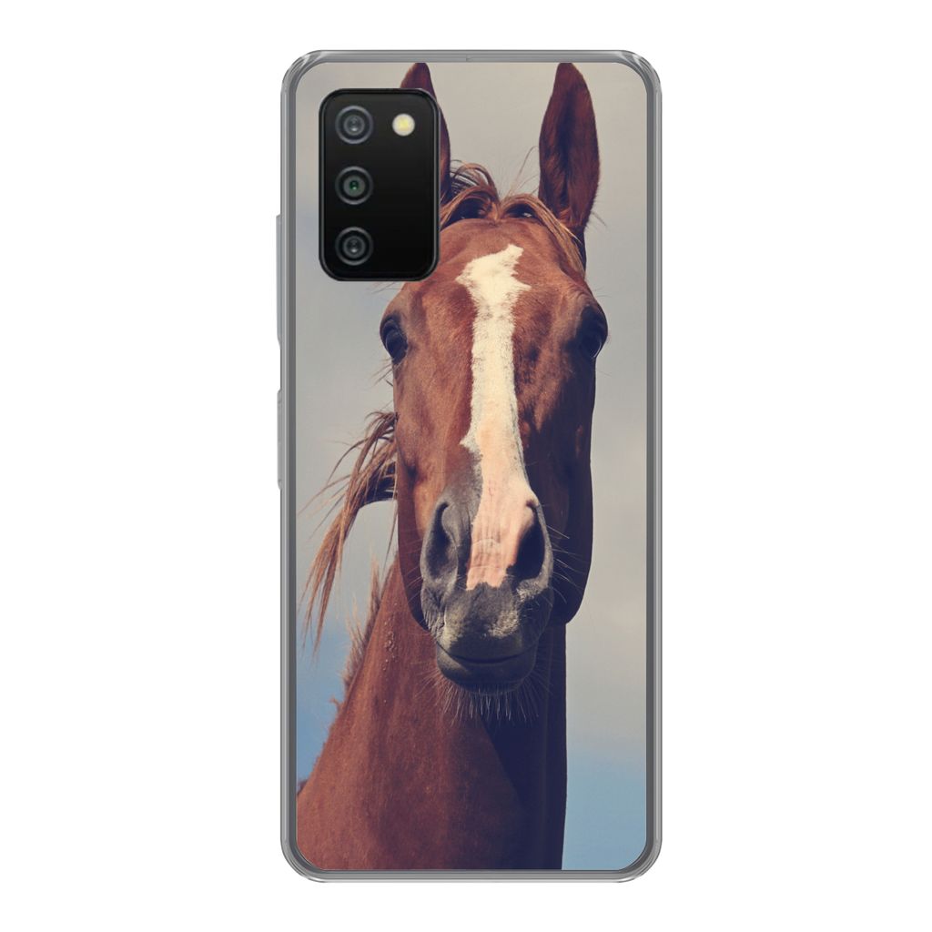 MuchoWow Handyhülle Schutzhülle Hülle für Samsung Galaxy A03s Pferd - Wolken - Porträt Silikon Softcase Handy Hülle - Schutz
