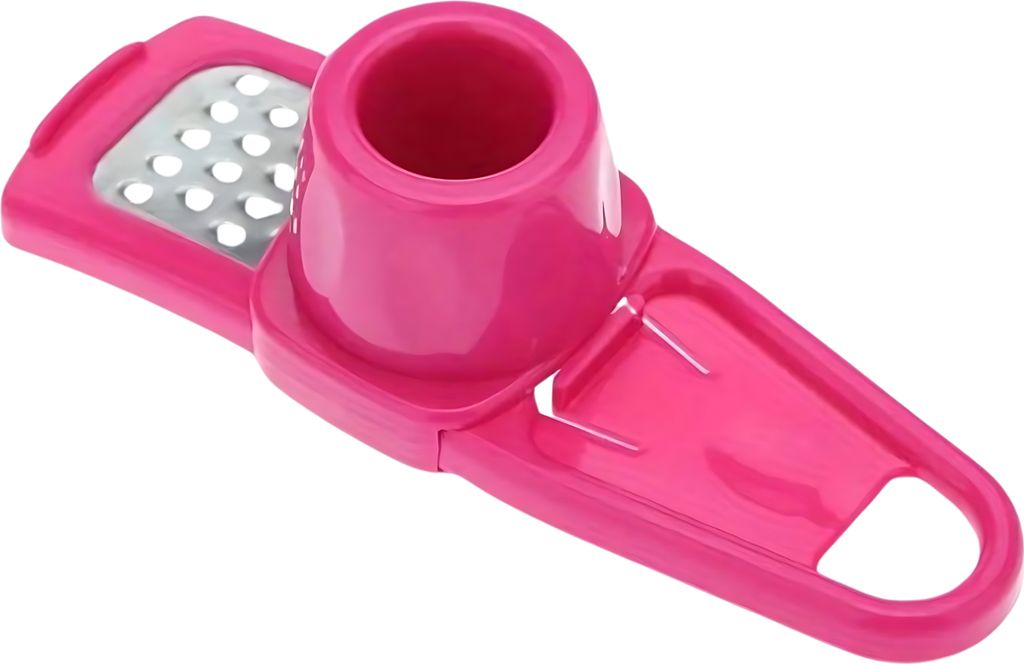 Kompakte rosa Knoblauchreibe und Ingwerreibe – das perfekte Produktbild 