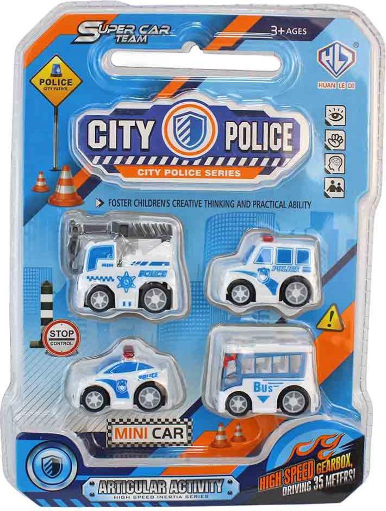 Polizeiauto 4er Set Spielzeug Mini - ca. 5 cm