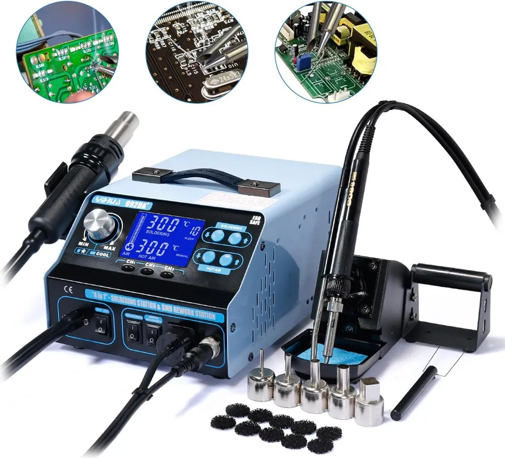 Système de réparation PCB complet avec soufflerie air chaud et fer CMS