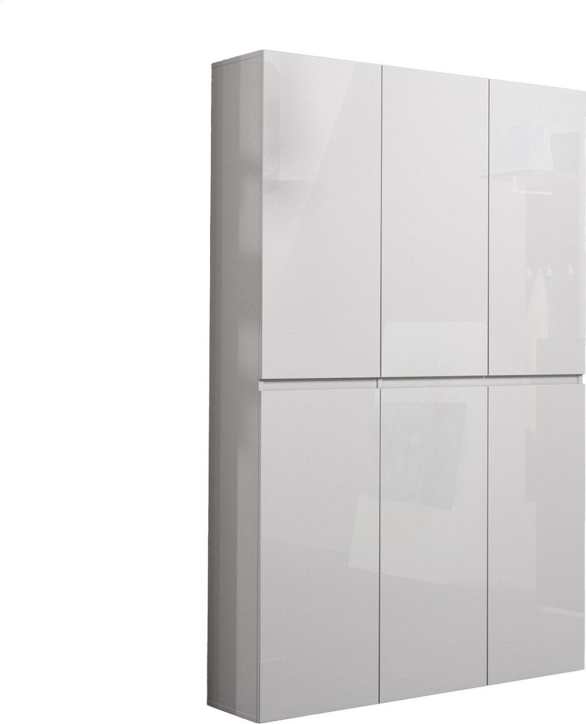 Dmora Schuhregal Paarl 122x34x200 cm Weiß 48 Paare 20 Böden