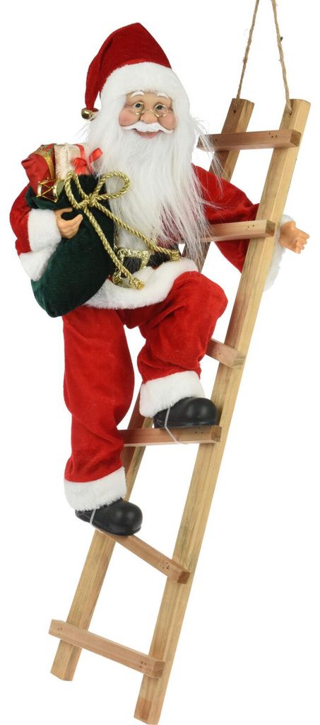 Weihnachtsdeko Weihnachtsmann mit Geschenk auf Leiter, 65 Produktbild 