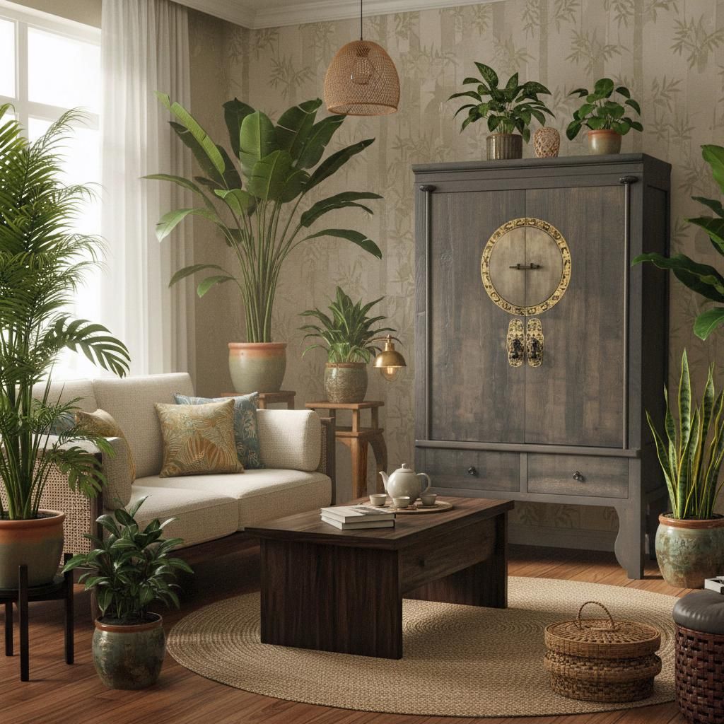 Opium Outlet chinesischer Hochzeitsschrank asiatischer Kleider-Schrank China Kommode Möbel Vintage-Stil Shabby-Chic orientalisch aus Holz antik-grau