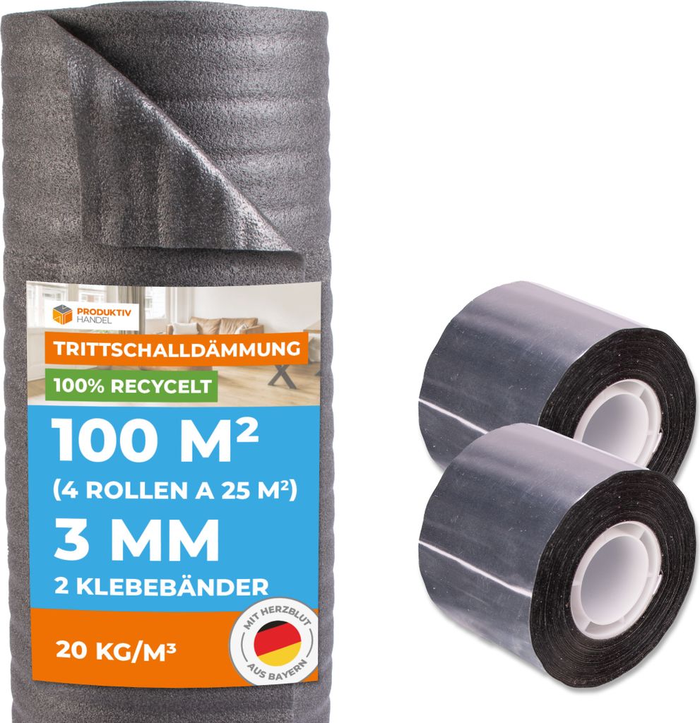Trittschalldämmung 100m² 3mm PE Schaumfolie - Unterlage Für Laminat & Parkett Mit 21dB Schalldämmung