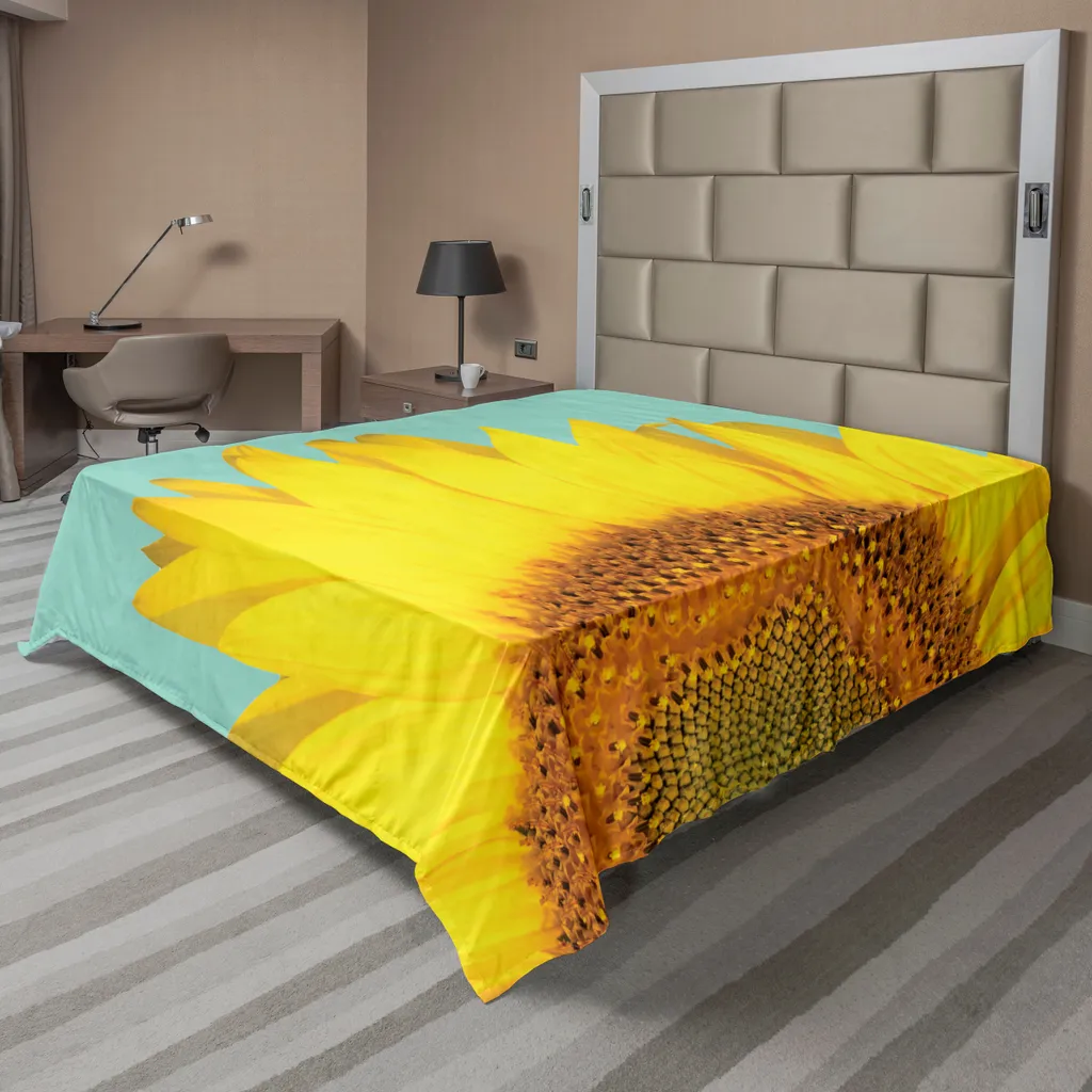 Drap de Lit Supérieur Imprimé Fleurs de Tournesol pour Déco Chambre