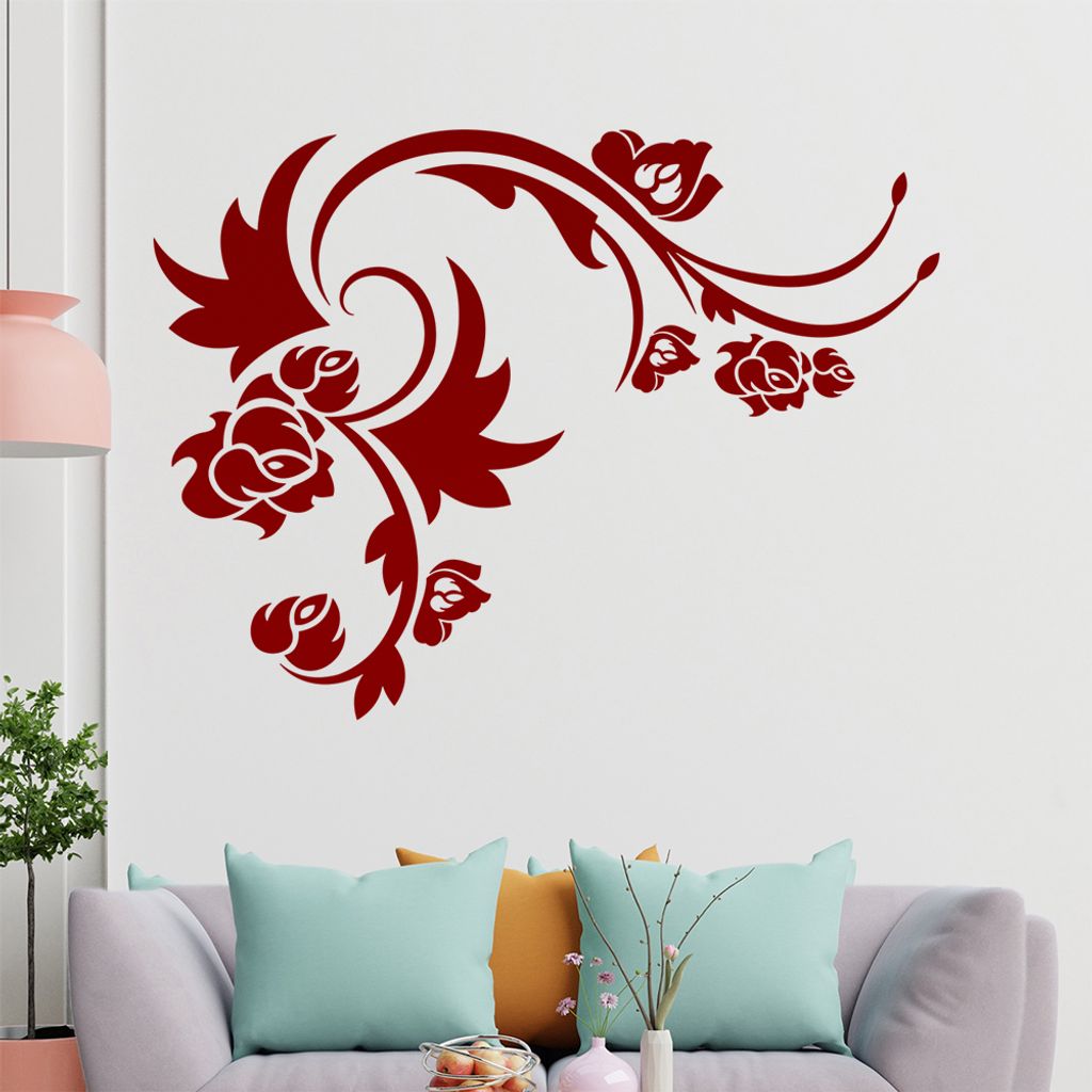 Blüte Blume Tribal Wandtattoo in 6 Größen - Wandaufkleber Wall Sticker - Dekoration, Küche, Wohnzimmer, Schlafzimmer, Badezimmer