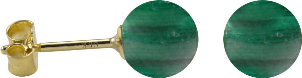 Ohrstecker 585 Gelbgold mit echtem Malachit 6 mm