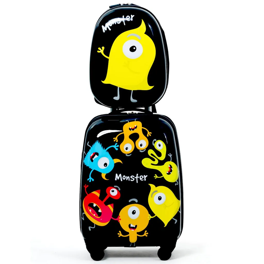 Set de Voyage Enfant 2 Pièces Noir : Valise de Cabine et Sac à Dos Pratique