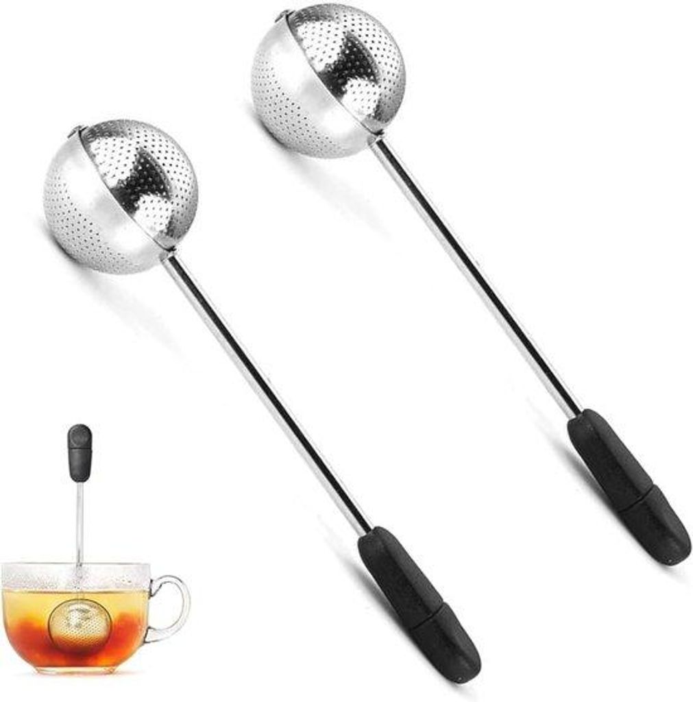 2 Stuks Draaibare Theebal-infuser van Roestvrij Staal - Innovatief en Slim Theefilter met Ergonomische Handgreep - Geschikt voor Losse Thee en Krui...
