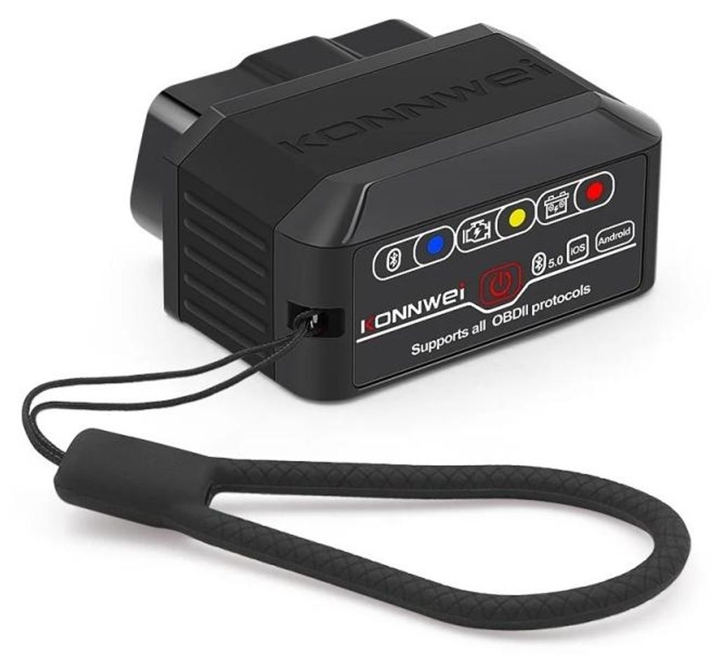 Auto-Diagnose OBD2 KONNWEI KW906, Bluetooth 5.0, Ein-Aus-Taste, Kompatibel mit Android und iOS, ELM 327 OBDII, Schwarz