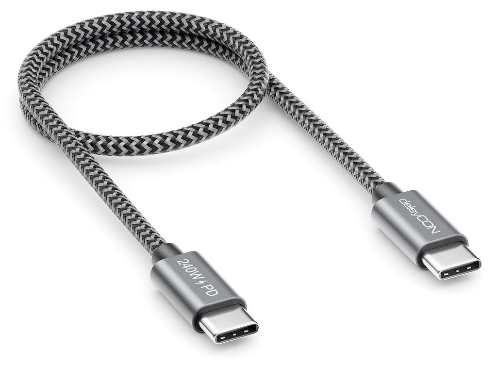 deleyCON 0,30m 240W USB-C Ladekabel Schnellladekabel Kurz Produktbild 