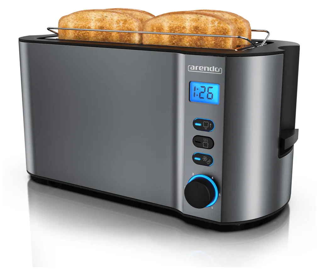 Arendo Tostapane Familiare 4 Fette con Scalda Cornetti e Timer LED