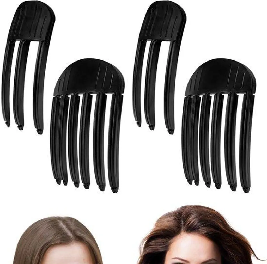 Pinces à cheveux volumineuses noires design ergonomique pack de 4