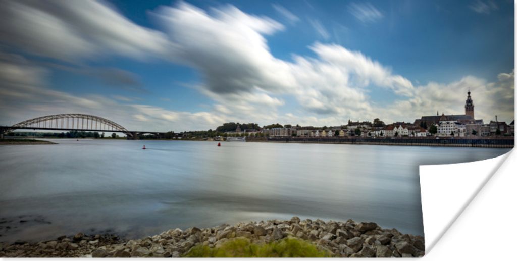 MuchoWow Poster Skyline - Nijmegen - Blau 160x80 cm - Foto Poster