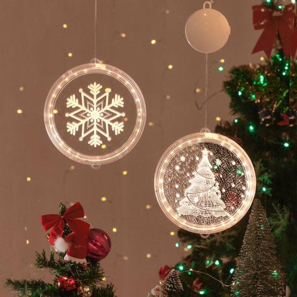2er LED-Weihnachtsbeleuchtung, 3D-Hanglampen, LED-Schneekugel-Strand, Schaufensterdeko