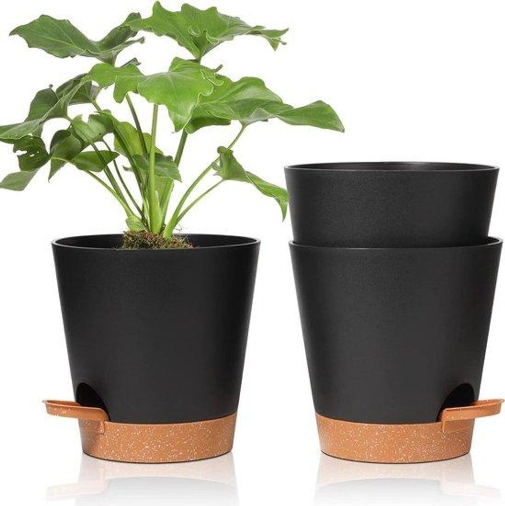Kleine schwarze Pflanzkübel Set aus Kunststoff