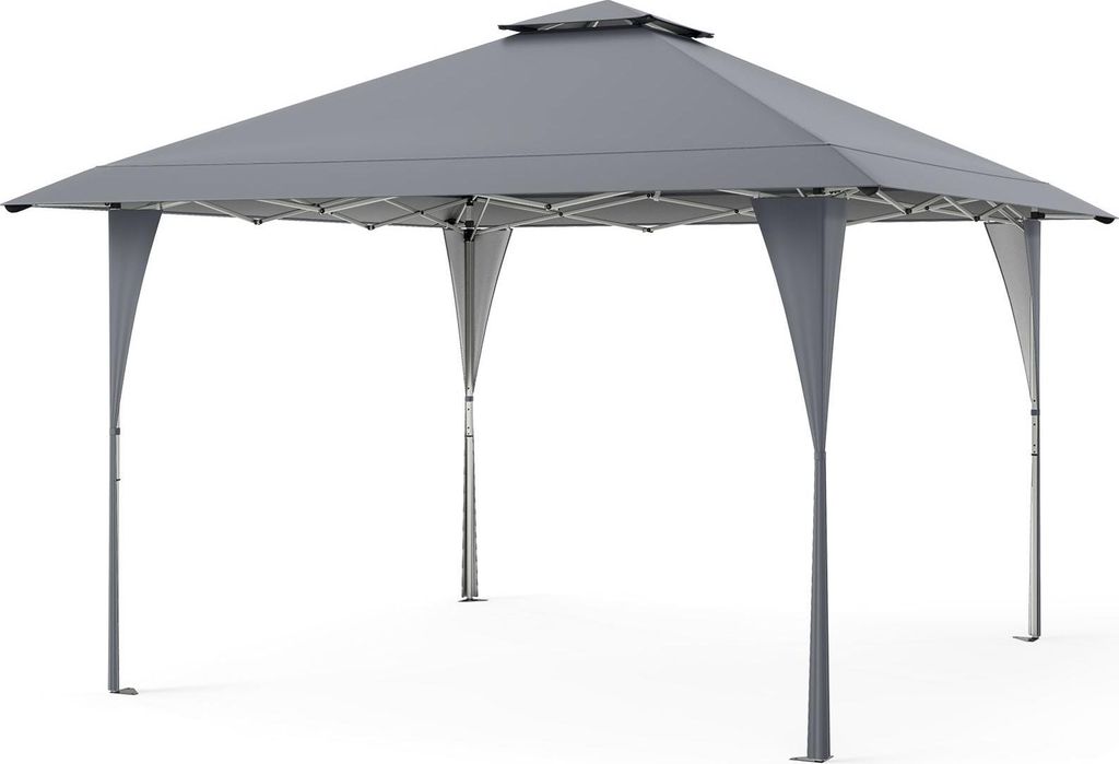 Verstellbarer 4 x 4 m großer Pop-Up-Pavillon mit Doppeldach und Metallrahmen