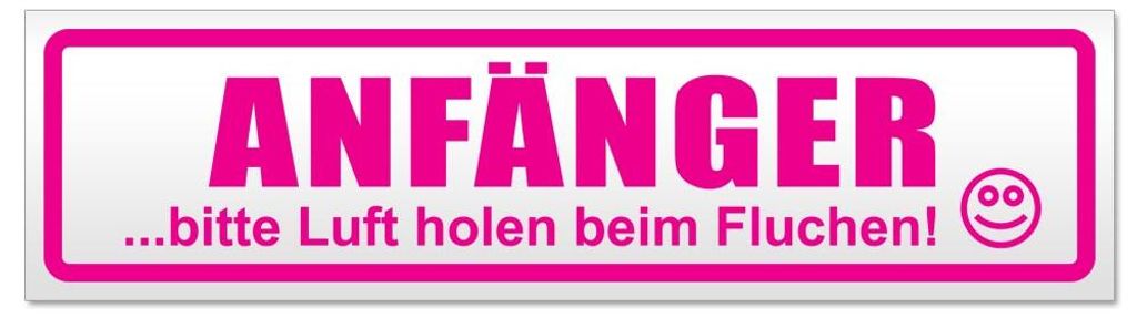 Kiwistar - Autoaufkleber - Pink - 60 x 16 cm - Anfänger - Bitte Luft Holen - Hinweis Aufkleber Sticker für Auto, Kfz, Fahrrad, PKW, LKW