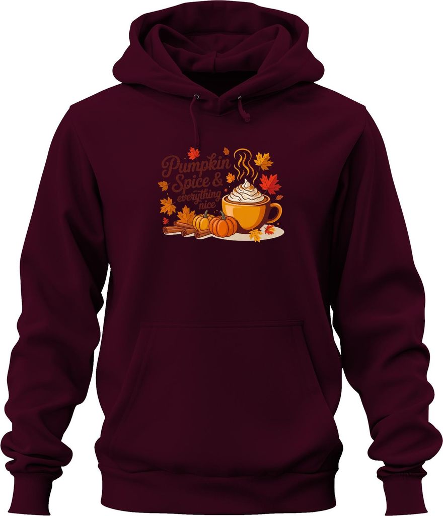 Pumpkin Spice Latte Kürbis Zimt Herbst Kaffee gemütlich Blätter Uni Hoodie Kapuzenpullover, Burgundy, 3XL
