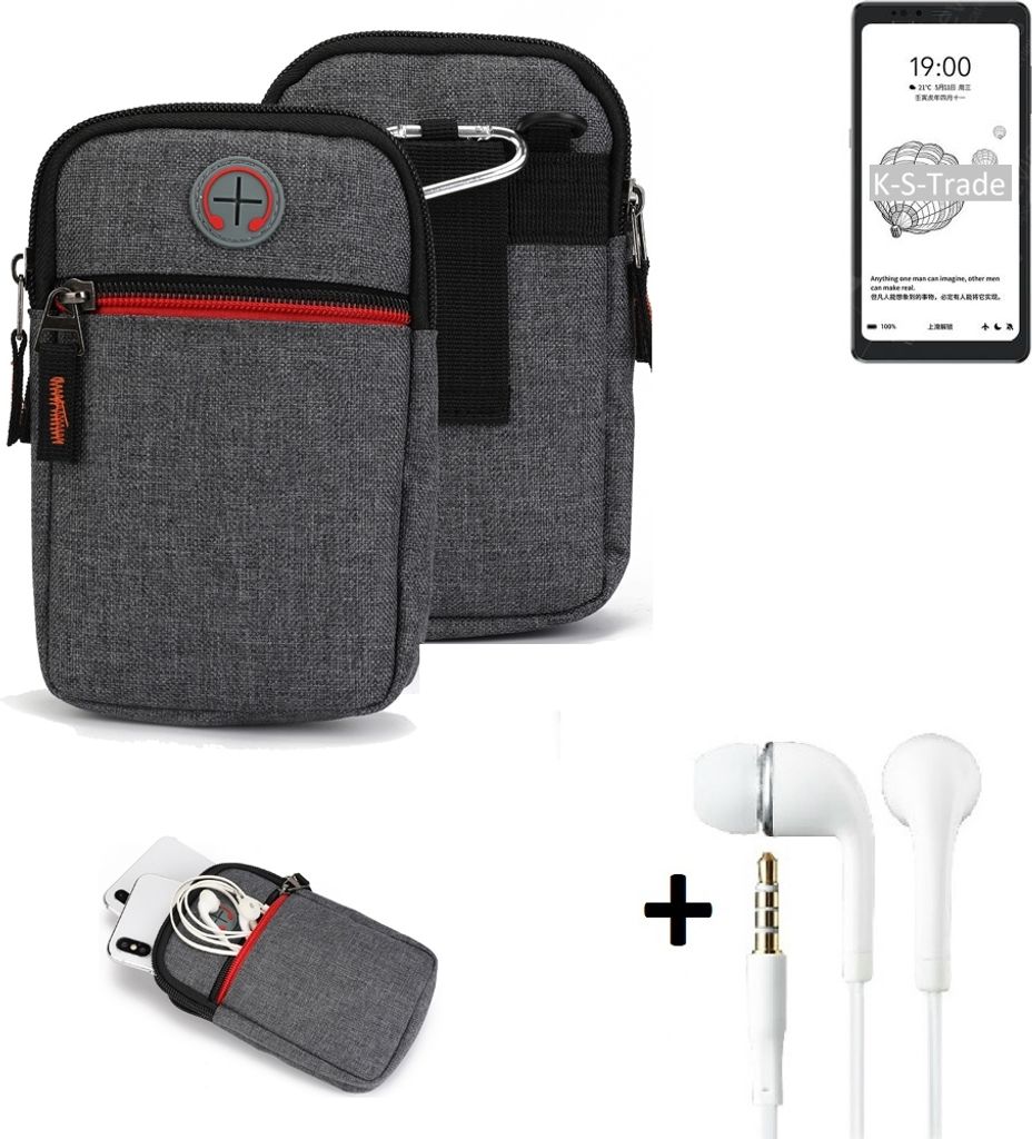 K-S-Trade Gürteltaasche + Kopfhörer kompatibel mit HiSense A9 Handy Tasche Holster Schutz Hülle Handy Hülle grau Zusatzfächer 1x
