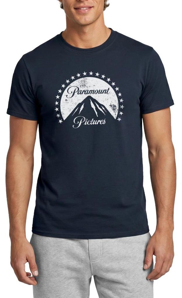 Spreadshirt Paramount Pictures Weißes Logo Im Vintage-Stil Männer T-Shirt, XL, Navy